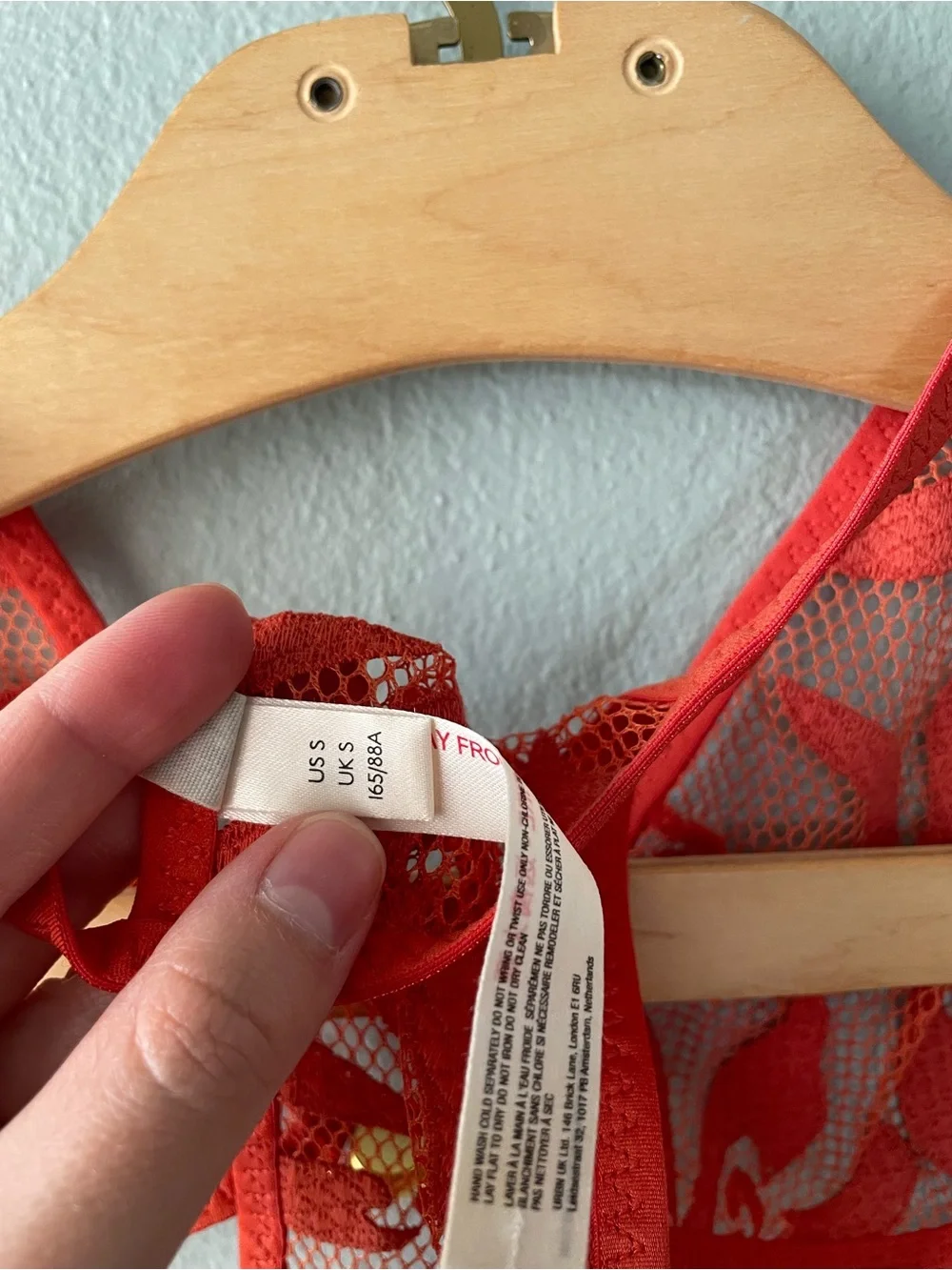 Free People | Orange Mesh Lace Floral See-Through Triangle Racerback Bralette